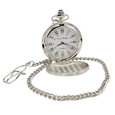 Picture of SILVER COLOUR POCKET WATCH in Box - Roman Numerals
