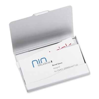 Picture of ALUMINIUM SILVER METAL BUSINESS CARD OR CREDIT CARD HOLDER CASE.