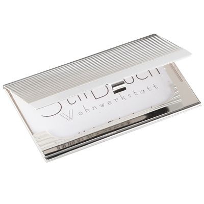 Picture of RIBBED SILVER CHROME METAL BUSINESS CARD OR CREDIT CARD CASE