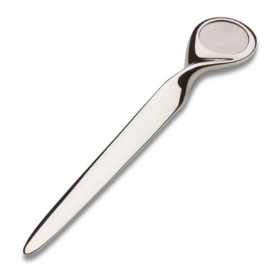 Picture of SILVER STAINLESS STEEL METAL LETTER OPENER with Round Engravable Top.