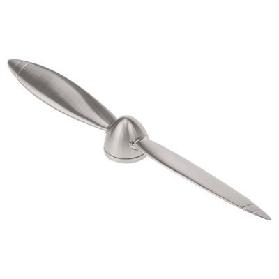 Picture of PROPELLER LETTER OPENER in Brushed Silver Metal Finish.