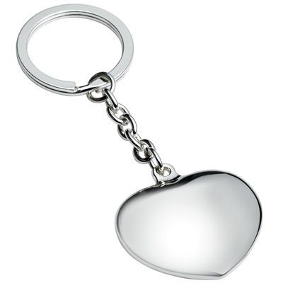 Picture of METAL HEART KEYRING in Silver with Chain