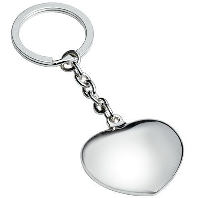 Picture of METAL HEART KEYRING in Silver with Chain.