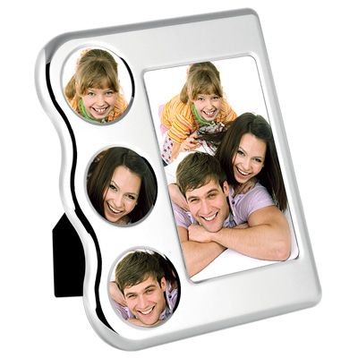 Picture of METAL PHOTO FRAME in Silver with 3 Round Frames & 1 Portrait Frame.