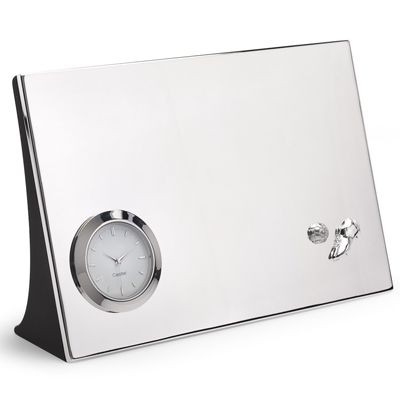 Picture of FOOTBALL METAL DESK CLOCK in Silver.