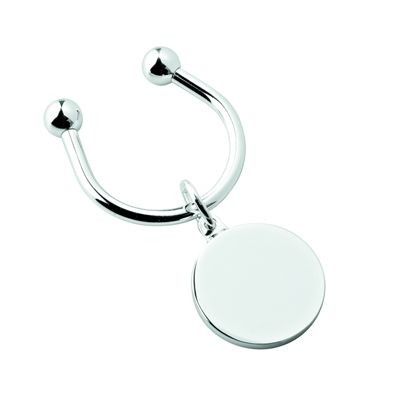 Picture of ROUND DISC ROUND METAL KEYRING in Silver.