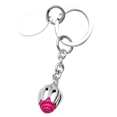 Picture of PINK METAL TULIP KEYRING in Silver.