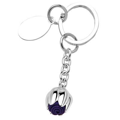 Picture of PURPLE METAL TULIP KEYRING in Silver.