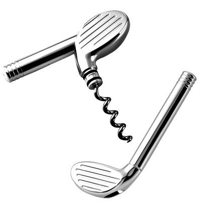 Picture of METAL GOLF CLUB CORKSCREW BOTTLE OPENER in Silver.