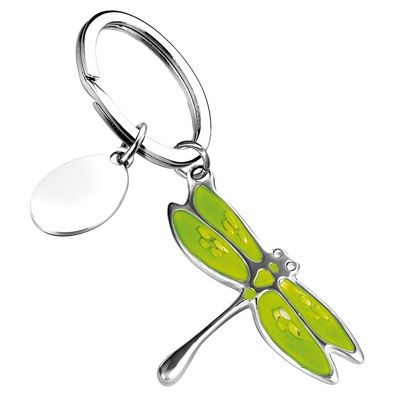 Picture of GREEN DRAGONFLY METAL KEYRING in Silver.