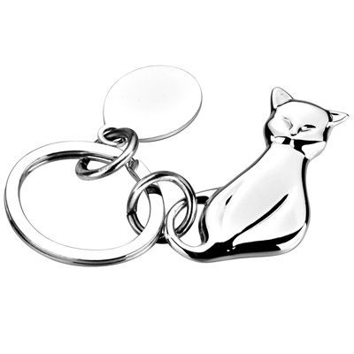 Picture of METAL CAT KEYRING in Silver.