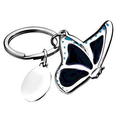 Picture of METAL BLACK BUTTERFLY KEYRING in Silver.