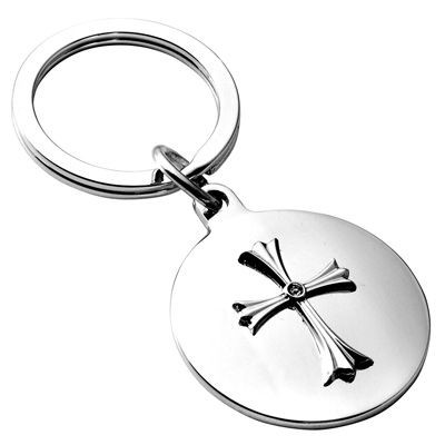 Picture of METAL KEYRING with Cross in Silver.