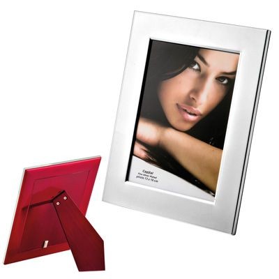 Picture of METAL PHOTO FRAME in Silver with Wood Back