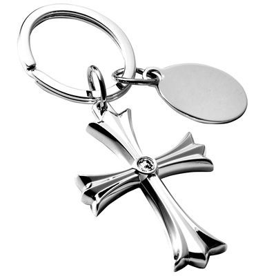 Picture of METAL KEYRING in Silver with Crucifix