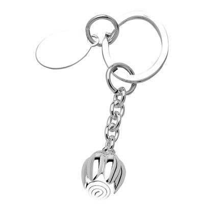 Picture of WHITE METAL TULIP KEYRING in Silver.