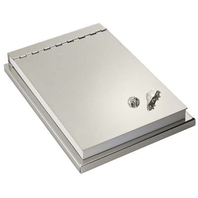 Picture of FOOTBALL METAL MEMO NOTE PAD HOLDER in Silver.