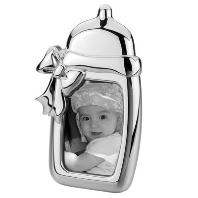 Picture of BABY BOTTLE METAL PHOTO FRAME in Silver.