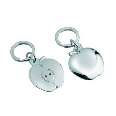 Picture of APPLE with CRYSTALS METAL KEYRING in Silver