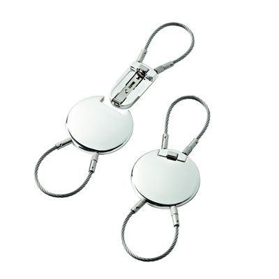 Picture of DOUBLE CABLE METAL KEYRING in Silver.