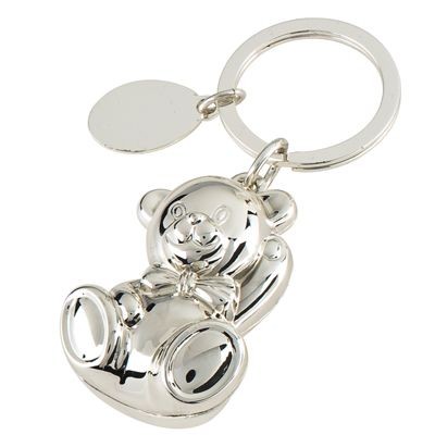 Picture of BEAR LUCKY CHARM METAL KEYRING in Silver.