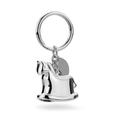 Picture of ROCKING HORSE with BELL METAL KEYRING in Silver.