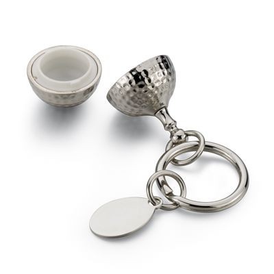 Picture of ROUND GOLF METAL KEYRING in Silver.