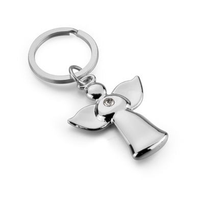 Picture of ANGEL with CRYSTAL METAL KEYRING in Silver.