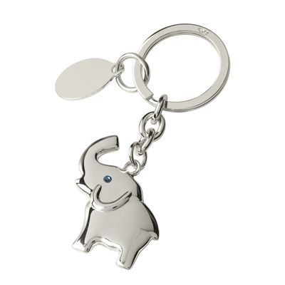 Picture of SMALL ELEPHANT METAL KEYRING in Silver.