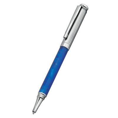Picture of METAL BALL POINT PEN in Silver with Blue Platinum Finish.