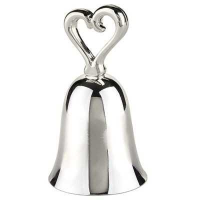 Picture of BELL with HEART METAL PLACE CARD HOLDER in Silver.