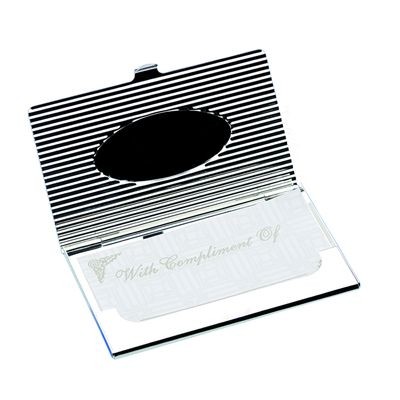 Picture of OVAL DESIGN METAL POCKET BUSINESS CARD HOLDER in Silver