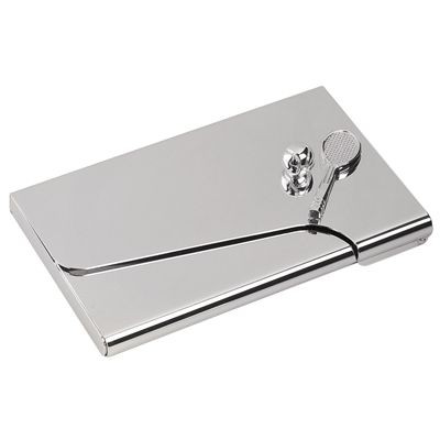 Picture of TENNIS DESIGN POCKET BUSINESS CARD HOLDER in Silver.