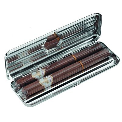 Picture of TRIPLE METAL CIGAR CASE in Silver.