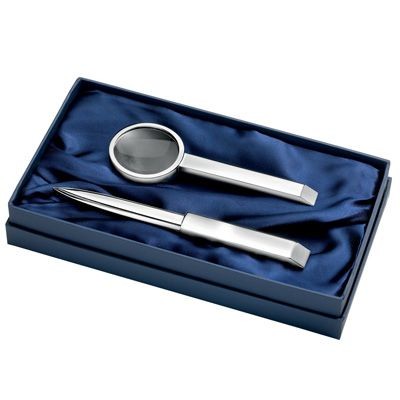 Picture of METAL LETTER OPENER & MAGNIFIER GLASS in Silver.