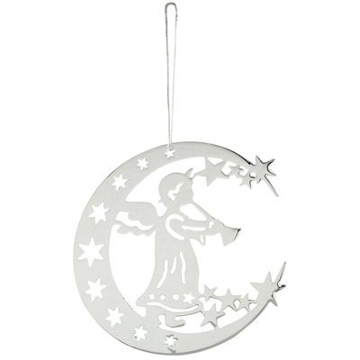 Picture of ANGEL & MOON PENDANT DECORATION in Silver Metal