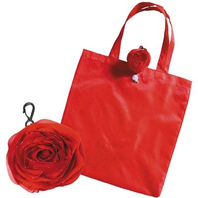 Picture of FOLDING SHOPPER TOTE BAG in Red with Rose Bag Holder