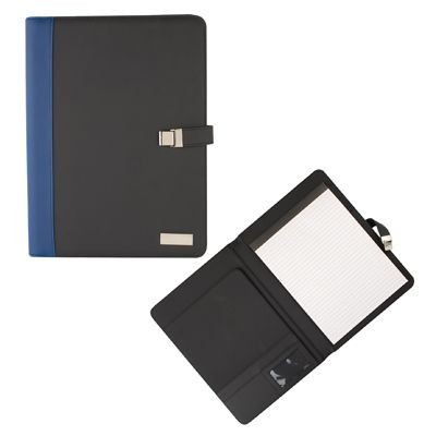 Picture of PU CONFERENCE FOLDER in Blue & Black with Metal Plate for Engraving