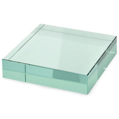 Picture of SQUARE GREEN GLASS PAPERWEIGHT.