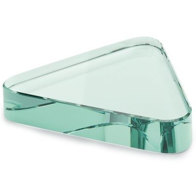 Picture of TRIANGLE GREEN GLASS PAPERWEIGHT.