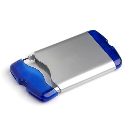 Picture of PLASTIC BUSINESS CARD HOLDER in Blue & Silver