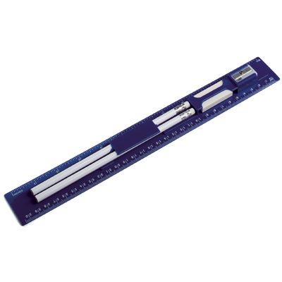 Picture of PLASTIC RULER with Stationery in Blue.