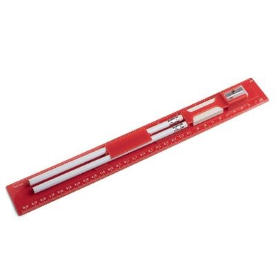 Picture of RED PLASTIC RULER with Stationery