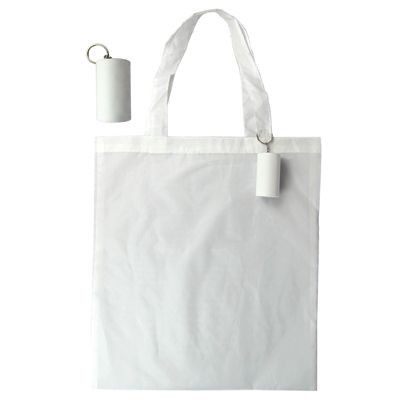Picture of FOLDING SHOPPER TOTE BAG KEYRING in White