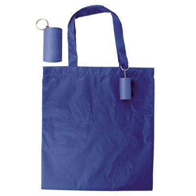 Picture of FOLDING SHOPPER TOTE BAG KEYRING in Blue