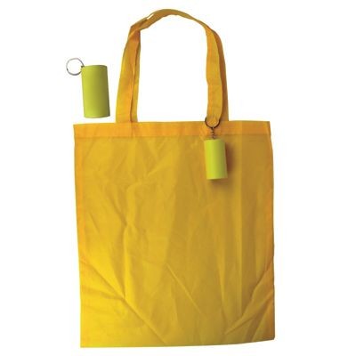 Picture of FOLDING SHOPPER TOTE BAG KEYRING in Yellow