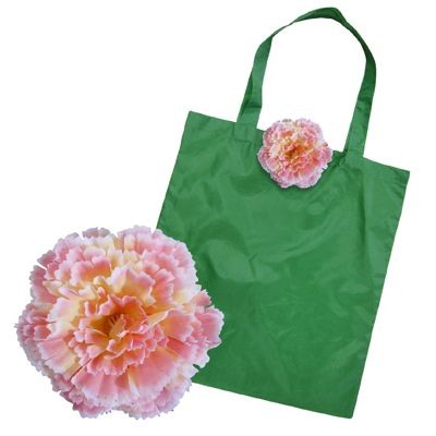 Picture of ROSE FOLDING AWAY SHOPPER TOTE BAG in Pink & Green