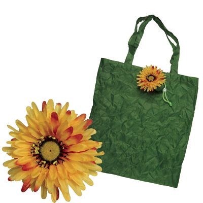 Picture of CHRYSANTHEMUM FOLDING SHOPPER TOTE BAG in Yellow & Green.