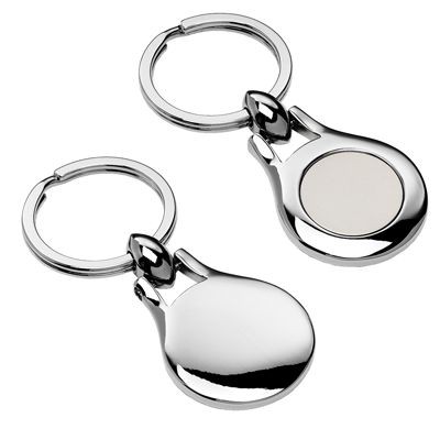 Picture of LEON SHINY SILVER METAL KEYRING with Matt Metal Inlay