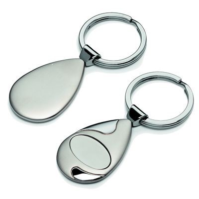 Picture of QUARTZ SHINY SILVER METAL KEYRING with Matt Metal Inlay.